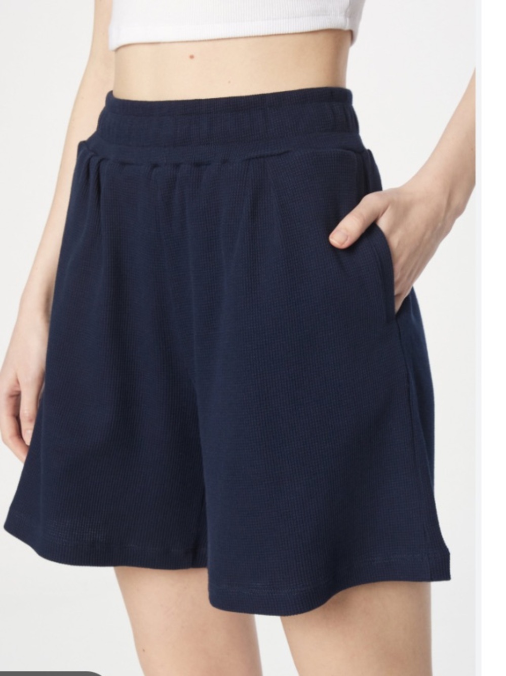 St. John Navy Santana Knit Bermuda Shorts, Size S/M